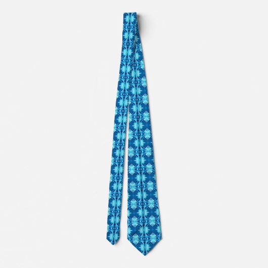 Tie Dye Pattern Necktie in Indigo en Ice Blue Stropdas (Achterkant)
