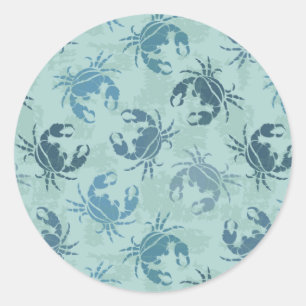 Tie Dye Pattern Of Crabs Ronde Sticker