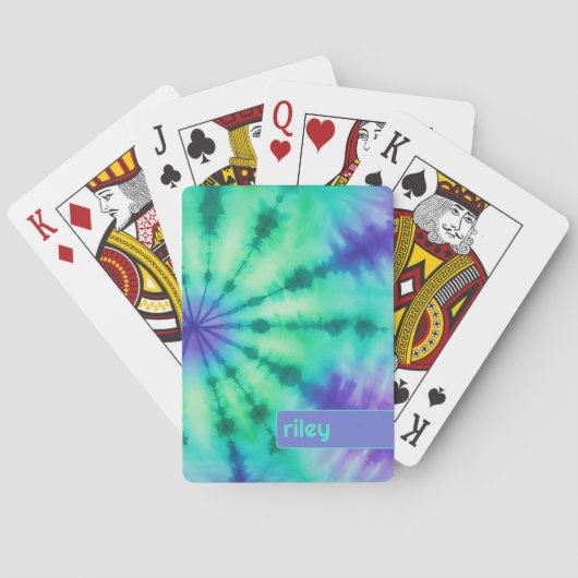Tie Dye Pattern Seafoam Turquoise - aangepaste naa Pokerkaarten (Achterkant)