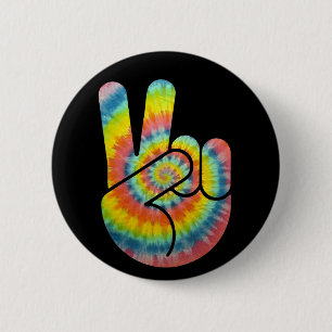 Tie Dye Peace Hand Ronde Button 5,7 Cm