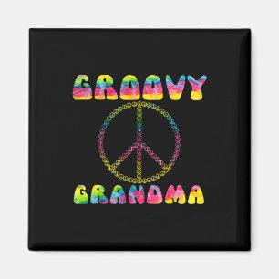 Tie Dye Peace Sign Groovy Grandma Gift Magneet