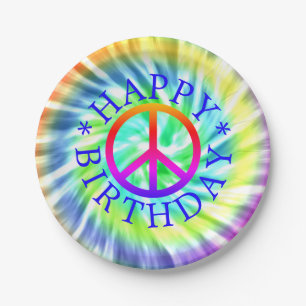 Tie Dye Peace Sign Happy Birthday Paper Bord