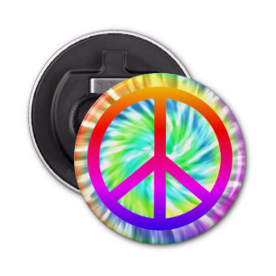 Tie Dye Peace Sign Magnet Backed Bottle Open Button Flesopener