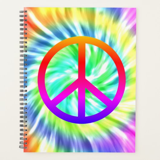 Tie Dye Peace Sign Spiral Weekly/Monthly Planner (Voorkant)