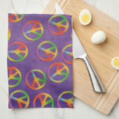 Tie Dye Peace Signaleert Paars Theedoek (Quarter Fold)