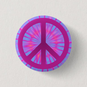 Tie Dye Peace Symbool Button