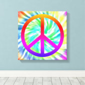 Tie Dye Peace teken Canvas Print (Insitu (Houten vloer))