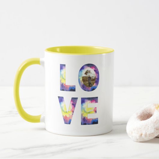 Tie Dye Photo Love Mug (Avec donut)