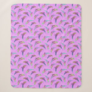 Tie Dye Pink Marine Animals Dolphins Marlins Sherpa Deken