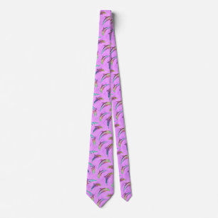 Tie Dye Pink Marine Animals Dolphins Marlins Stropdas