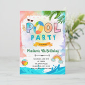 Tie dye pool verjaardagsuitnodiging kaart (Staand voorkant)