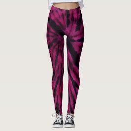 Tie-Dye Purple Pink Black Hippie Retro Pattern  Leggings