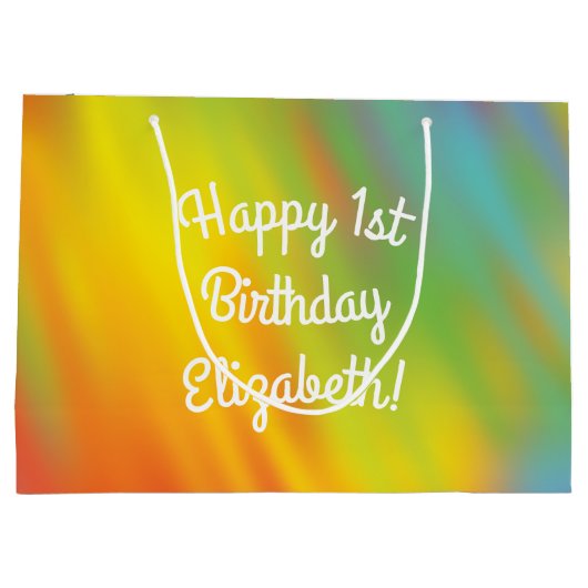 Tie Dye Rainbow Birthday Party Groot Cadeauzakje (Achterkant)
