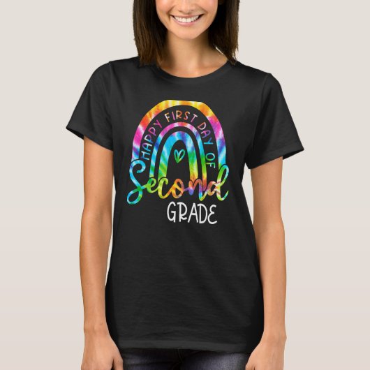Tie Dye Rainbow Happy First Day 2e Grade Back T-shirt (Voorkant)