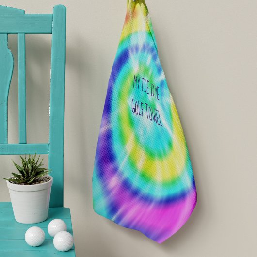 Tie Dye Rainbow Hippie Psychedelic 70s Golfhanddoek