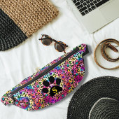 Tie Dye Rainbow Leopard Print Zwart Pauw Cool Tien Heuptasje