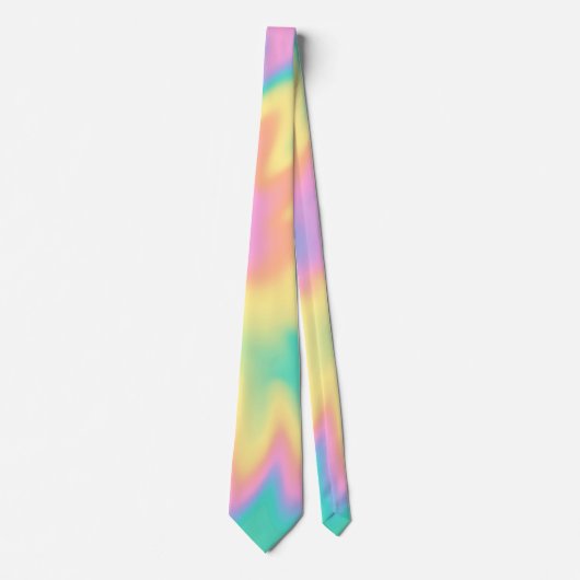 Tie Dye Rainbow Pastel Spital Groovy Hippie Stropdas (Voorkant)