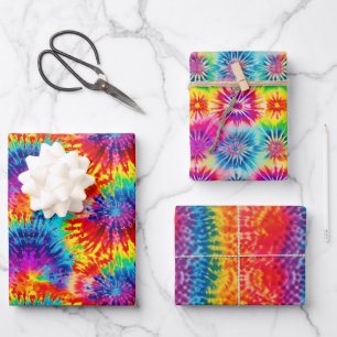 Tie Dye Rainbow Wrapping Paper (Set of 3)