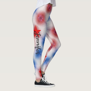 Tie Dye Red White Blue Aangepaste naam Leggings