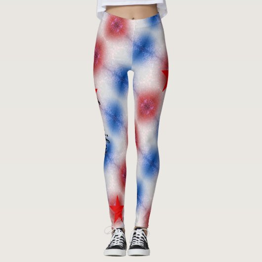 Tie Dye Red White Blue Aangepaste naam Leggings (Voorkant)