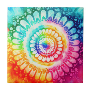 Tie Dye Regenboog Kleuren Retro Hippie Groovy Tegeltje