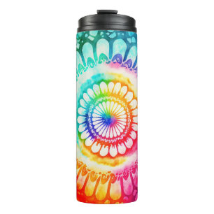 Tie Dye Regenboog Kleuren Retro Hippie Groovy Thermosbeker