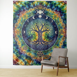 Tie-dye regenboog Levensboom Wandkleed