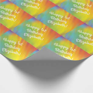 Tie Dye Regenboog Verjaardagsfeestje Kinderen Scha Cadeaupapier