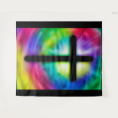 Tie Dye Religious CrossTapestry Wandkleed (Voorkant (horizontaal))