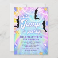 Tie Dye Retro Jump en Play Birthday Invitation