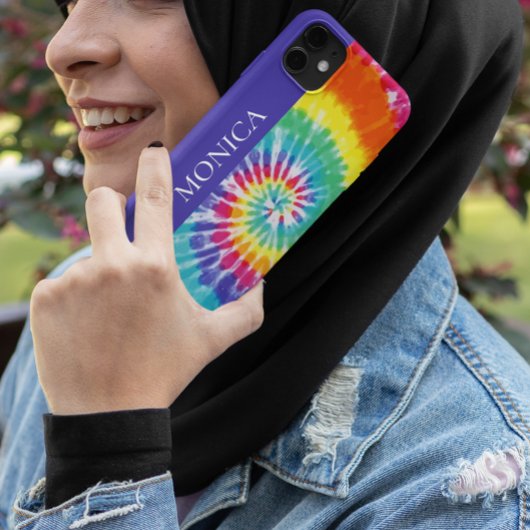 Tie Dye Retro Monogram kleurig Case-Mate iPhone Case