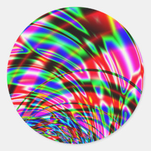 Tie Dye Retro Wave Fractal Ronde Sticker
