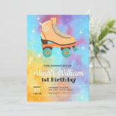 Tie Dye Roller Patinage Anniversaire Invitation (Debout devant)