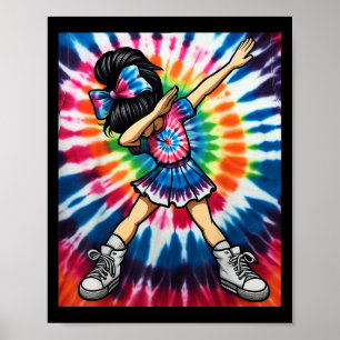 Tie Dye Schattige Dabbing Cheerleader Dance Cheerl Poster