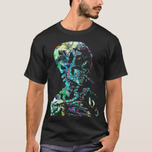 Tie dye schedel Van Gogh Hoofd van een skelet T-shirt