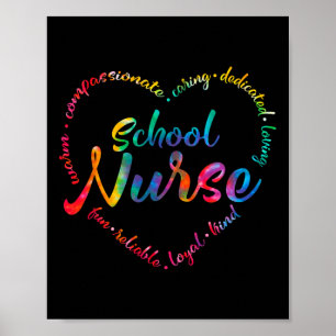 Tie Dye School Verpleegkundige Hart Woord Verpleeg Poster