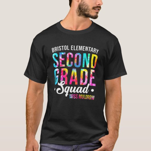 Tie Dye Second Grade Squad docent Student terug na T-shirt (Voorkant)