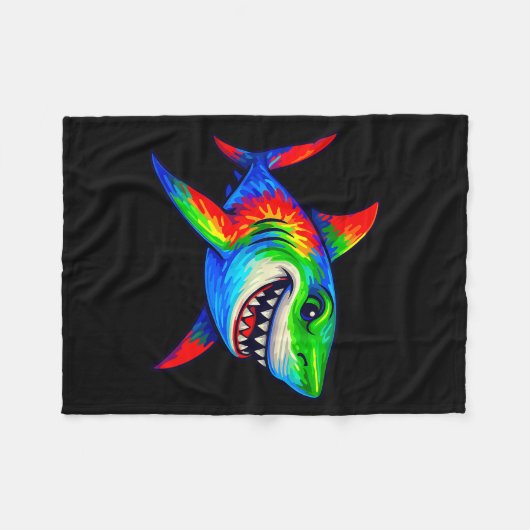 Tie-dye Shark Peace Sign Hipe Fleece Deken (Voorkant (Horizontaal))