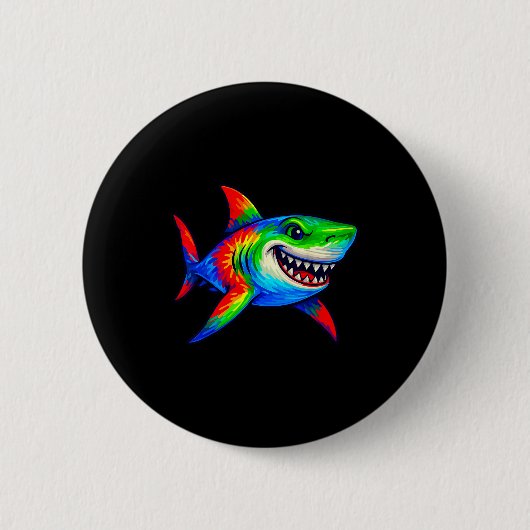 Tie-dye Shark Peace Sign Hipe  Ronde Button 5,7 Cm (Voorkant)