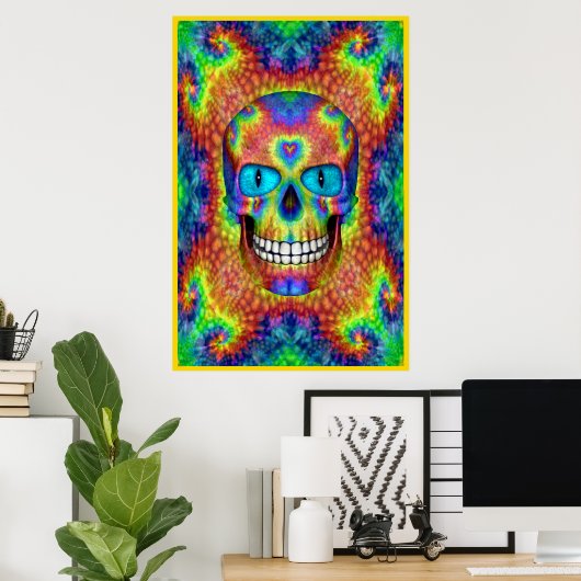 Tie Dye Skull Dead Zombie Undode kleurige Posters (Thuiskantoor)