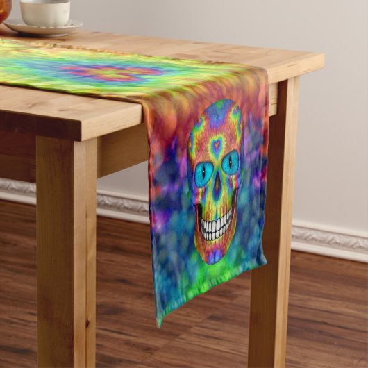 Tie Dye Skull Dead Zombie Undode Table Runner Korte Tafelloper (Voorbeeld)