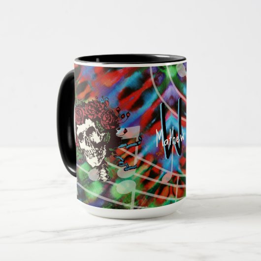 Tie Dye Skull met Rozen Mok (Voorkant links)