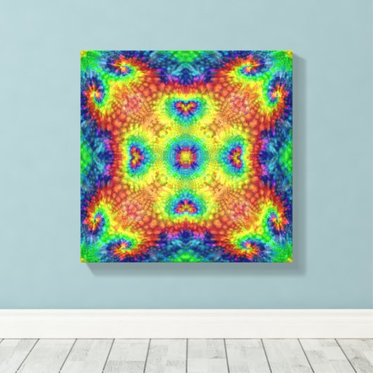 Tie Dye Sky  Fractal Kaleidoscope Canvas Afdruk (Insitu (Houten vloer))