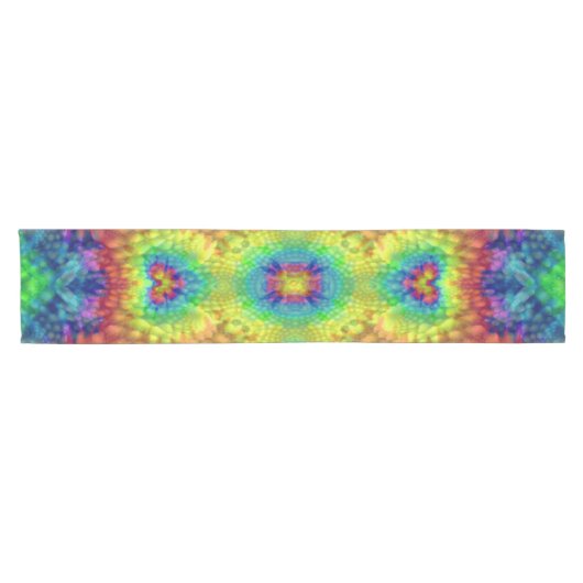 Tie Dye Sky Fractal Kaleidoscope Korte Tafelloper (Horizontaal)