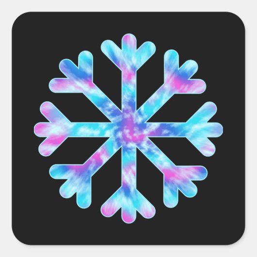 Tie Dye Snowflake Vierkante Sticker (Voorkant)