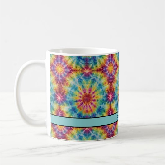 Tie Dye Spiral en Magenta Imprimer 11 oz Mug de ca (Gauche)