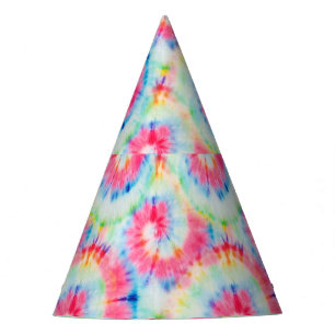 Tie Dye Spiral, waterverf kunst. Feesthoedjes