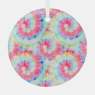 Tie Dye Spiral, waterverf kunst. Glas Ornament
