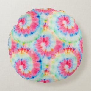 Tie Dye Spiral, waterverf kunst. Rond Kussen