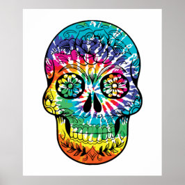 Tie Dye Sugar Skull Dia de Los Muertos Poster
